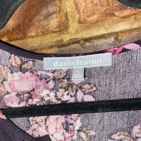 Daniel Rainn Black Pink Floral Lattice Cut-Out Long Sleeve Top Women's Size XXL - Picture 3 of 5